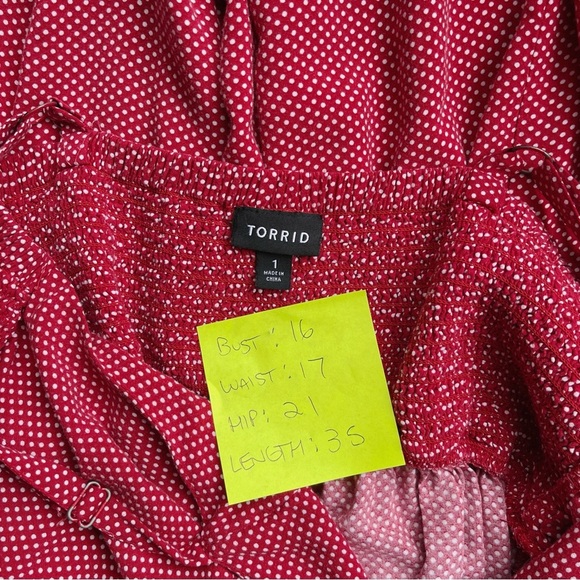 Torrid Women's Coral Polka Dot Sundress Adjustable Straps Empire Waist - Picture 4 of 4